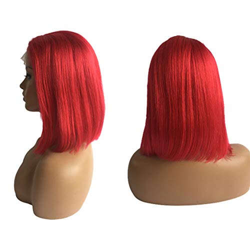 Red Bob Wig 180% Density Virgin Human Hair 13x4 Lace Front Short