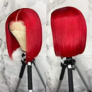 Red Bob Wig 180% Density Virgin Human Hair 13x4 Lace Front Short