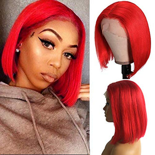 Red Bob Wig 180% Density Virgin Human Hair 13x4 Lace Front Short