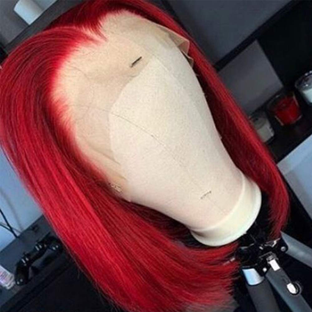 Red Bob Wig 180% Density Virgin Human Hair 13x4 Lace Front Short