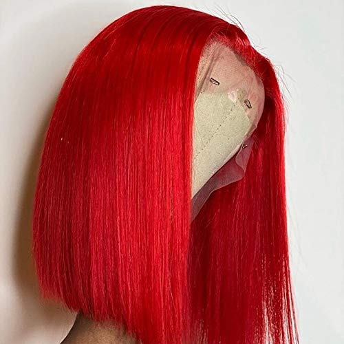 Red Bob Wig 180% Density Virgin Human Hair 13x4 Lace Front Short