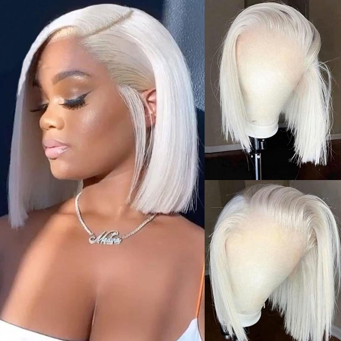 Platinum Blonde 13X4 Human Hair Bob Wig