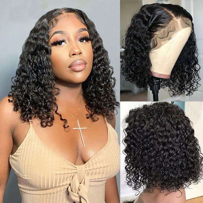 Deep Wave Bob Wig Lace Front Wigs Human Hair Water Wave Bob Wigs 13x4 Transparent Lace Frontal Wigs