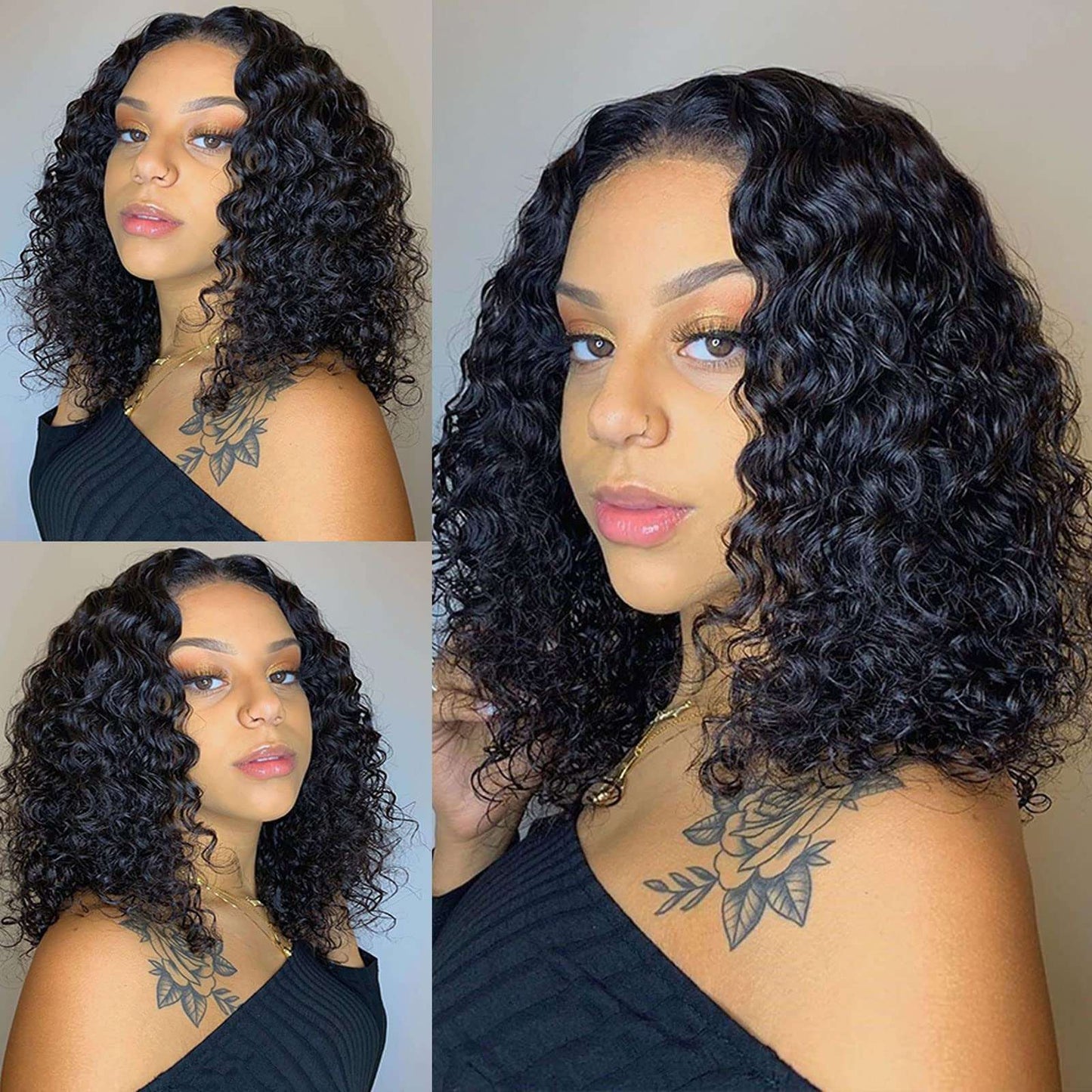 Deep Wave Bob Wig Lace Front Wigs Human Hair Water Wave Bob Wigs 13x4 Transparent Lace Frontal Wigs