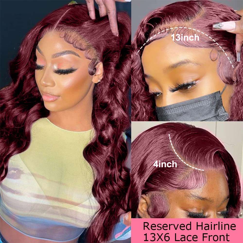 13x4 Burgundy Body Wave Lace Front Wig Human Hair - LIBEAUTY HAIR