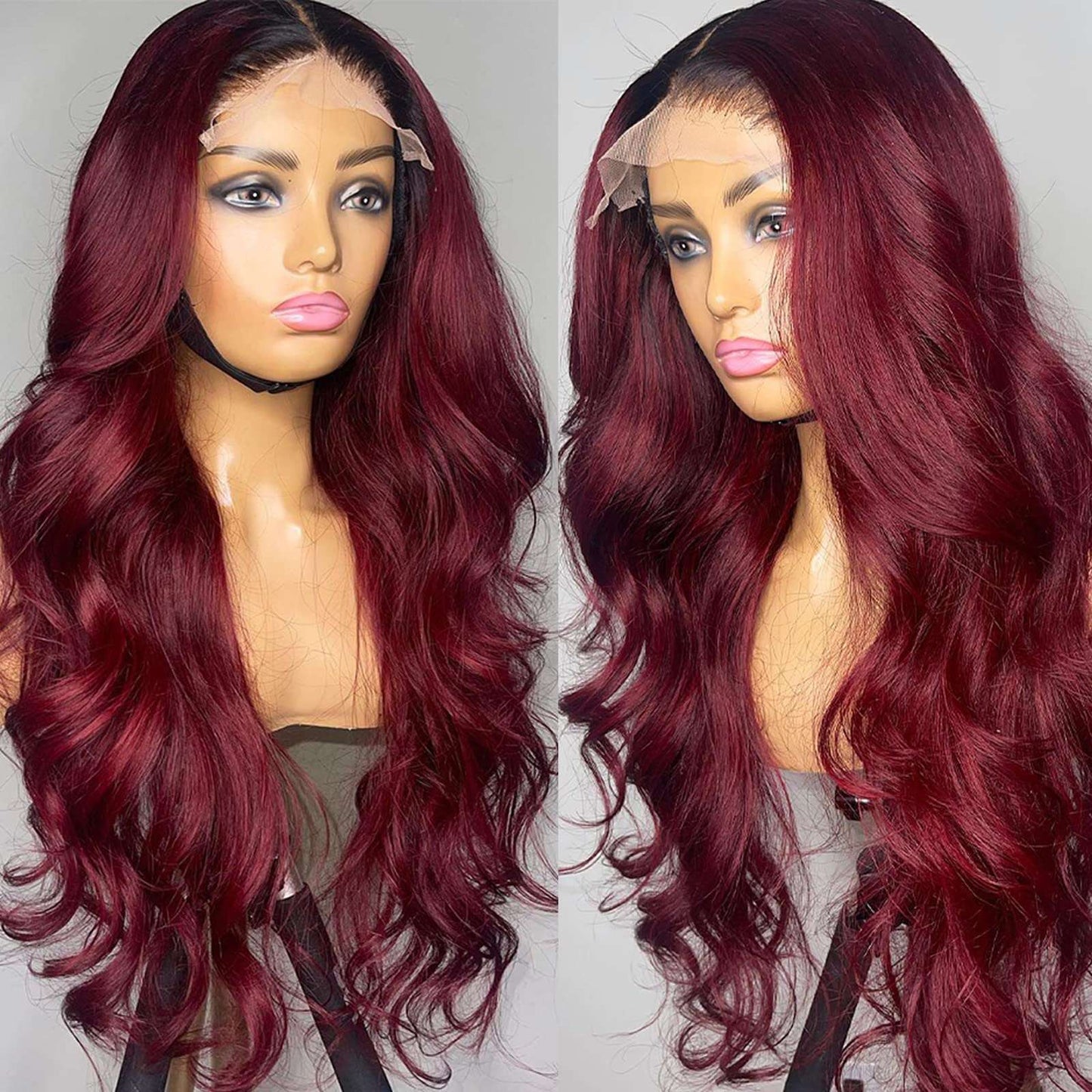 13x4 HD Lace Pre - cut Wear and Go 99J Burgundy Colored Lace Wear Go Wig 180% Density - LIBEAUTY HAIR