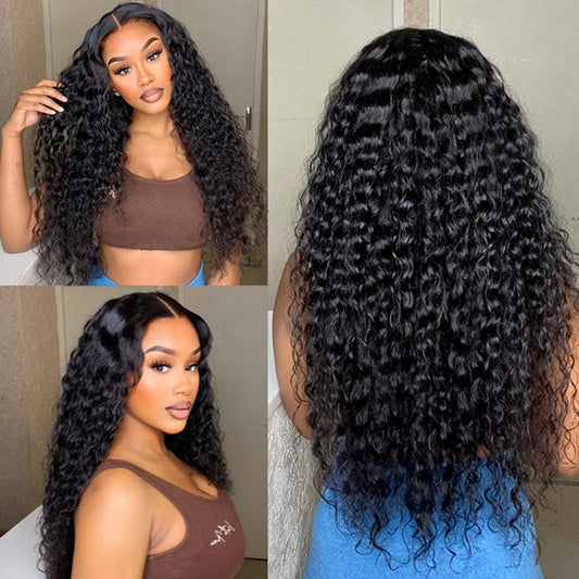 Water Wave 13x4 Frontal HD Lace Free Part Long Wig 100% Human Hair