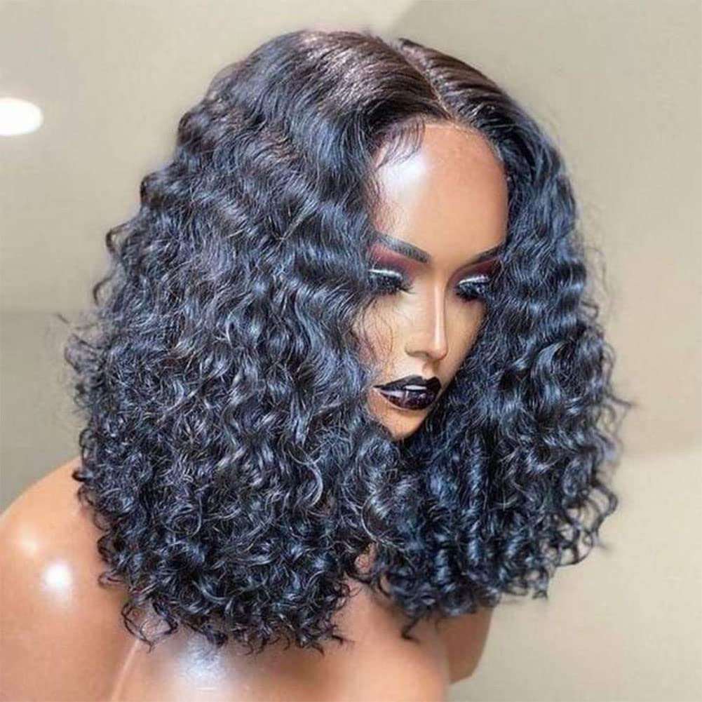 Deep Kinky Curly Glueless Wear and Go Glueless Wigs 4x4 Closure Lace Wig 100% Human Hair