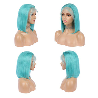 #Light Blue Free Part Bob Wig