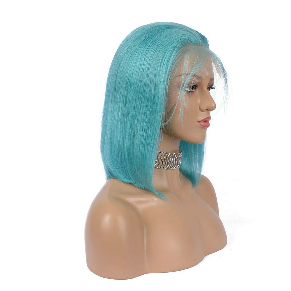 #Light Blue Free Part Bob Wig