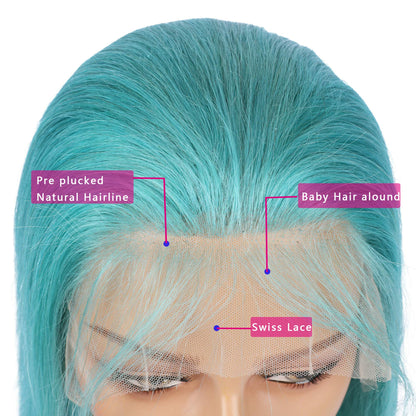 #Light Blue Free Part Bob Wig