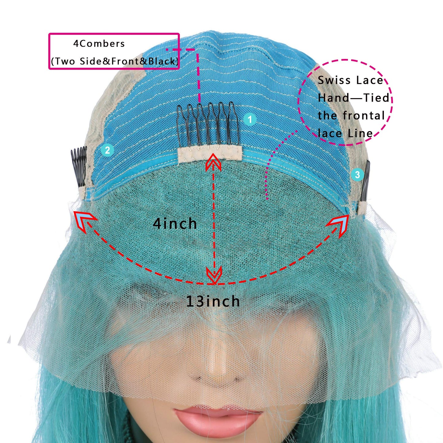 #Light Blue Free Part Bob Wig