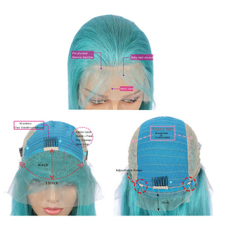 #Light Blue Free Part Bob Wig