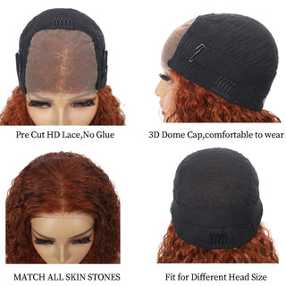 Reddish Brown Glueless Closure Lace Curly Wig | Pre-plucked