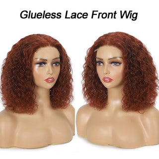 Reddish Brown Glueless Closure Lace Curly Wig | Pre-plucked