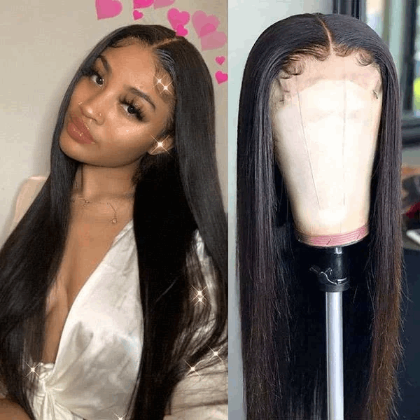 Effortless Straight 13x4 Closure Lace Glueless Free Part Long Wig 100% Human Hair