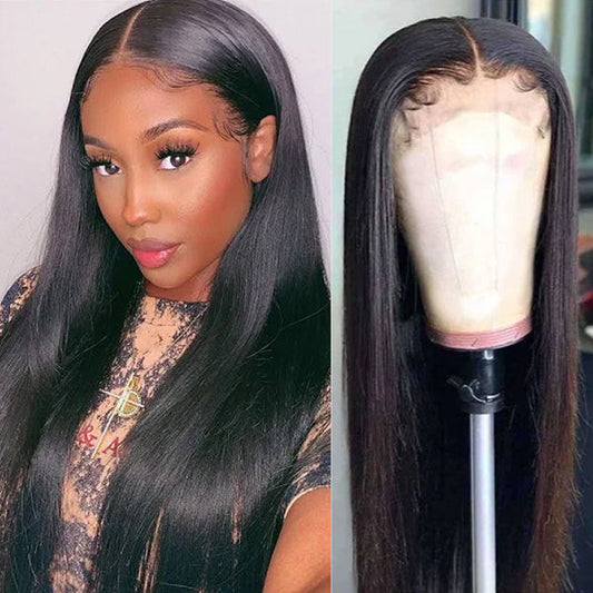 Effortless Straight 13x4 Closure Lace Glueless Free Part Long Wig 100% Human Hair