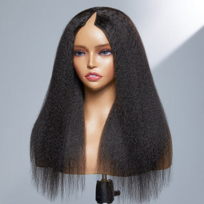 Kinky Straight U Part 100% Human Hair Wig (Get One Clip Free)