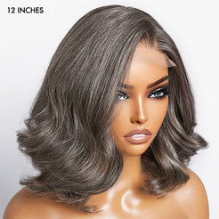Salt & Pepper Loose Wave Beginner Friendly Glueless 4x4 Closure Lace W ...