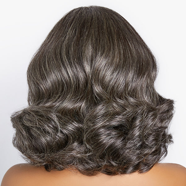 Salt & Pepper Loose Wave Beginner Friendly Glueless 4x4 Closure Lace W ...