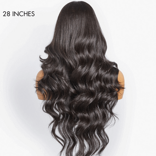 Loose Body Wave 5x5 Closure Lace Glueless Mid Part Long Wig 100% Human Hair
