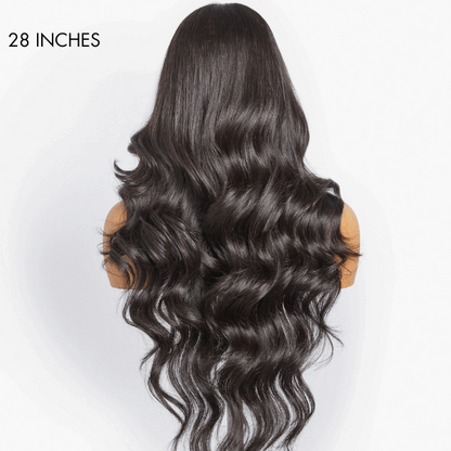 Loose Body Wave 5x5 Closure Lace Glueless Mid Part Long Wig 100% Human Hair