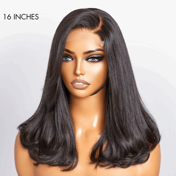 Limited Design | 90's Blowout 5x5  Lace Glueless C Part Long Wig With Bangs 100% Human Hair