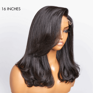 Limited Design | 90's Blowout 5x5  Lace Glueless C Part Long Wig With Bangs 100% Human Hair