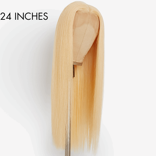 Easily Redyed 613 Silky Straight 13x4  Lace Glueless Mid Part Long Wig 100% Human Hair