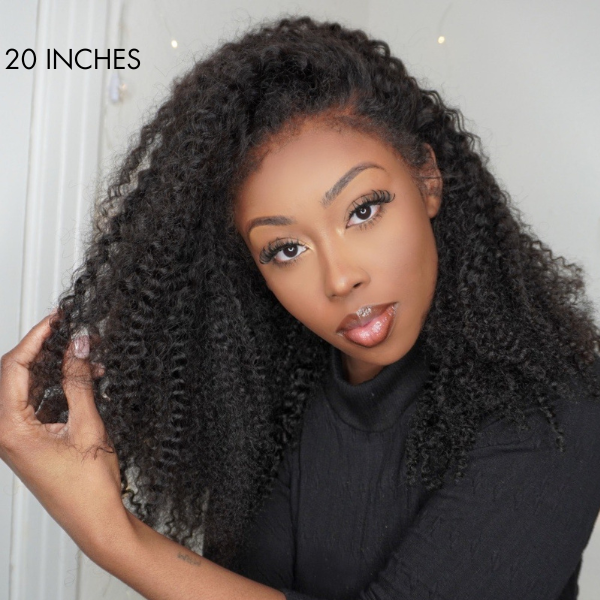 Realistic Kinky Edges Afro Curly Long Wig 100% Human Hair