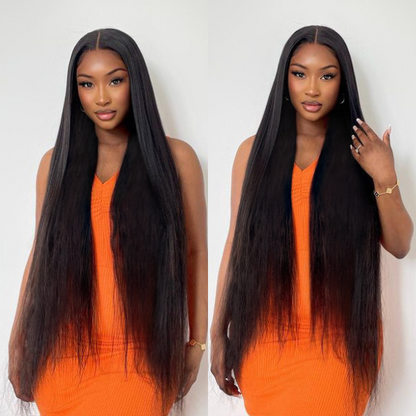 Royal Luxury Super Long Silky Straight 5x5 Closure  Lace Wig 100% Human Hair