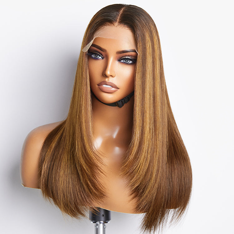 Valentine's Day Sale| Layered Cut Brown Mix Blonde Glueless 5x5 Closure Lace