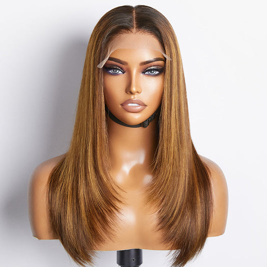 Valentine's Day Sale| Layered Cut Brown Mix Blonde Glueless 5x5 Closure Lace