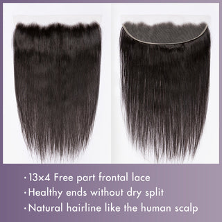 Silky Straight 13x4 HD Frontal Lace With 3 Bundles 180% Density 100% Human Hair