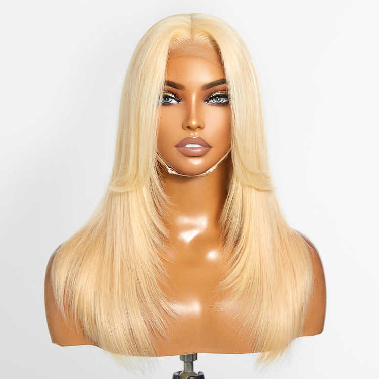 Limited Design | 613 Blonde Curtain Bangs Layered Cut Glueless 13X4  Lace Wig