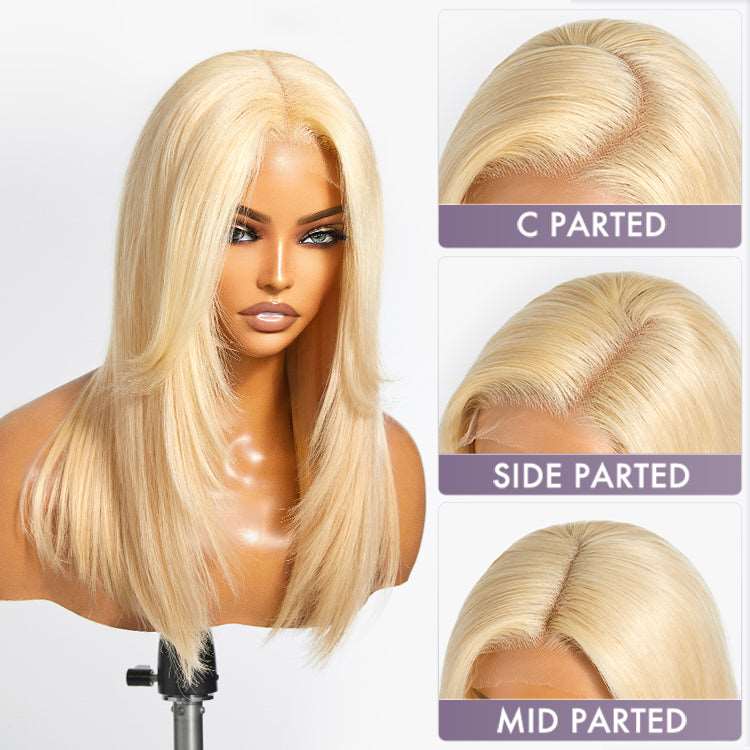 Limited Design | 613 Blonde Curtain Bangs Layered Cut Glueless 13X4  Lace Wig