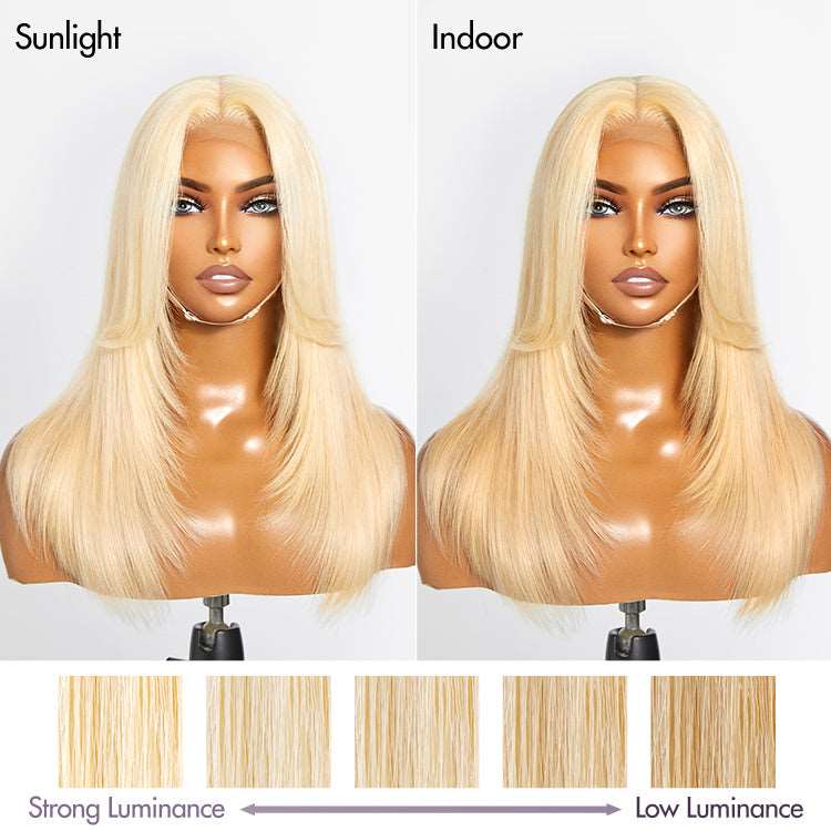 Limited Design | 613 Blonde Curtain Bangs Layered Cut Glueless 13X4  Lace Wig