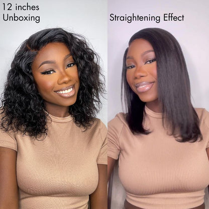 Wet And Wavy | Water Wave 4x4 Closure Lace Glueless Side Part Short Wig 100% Human Hair