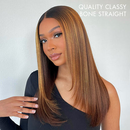 Valentine's Day Sale| Layered Cut Brown Mix Blonde Glueless 5x5 Closure Lace