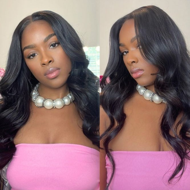 Loose Body Wave  Glueless Mid Part Long Wig 100% Human Hair