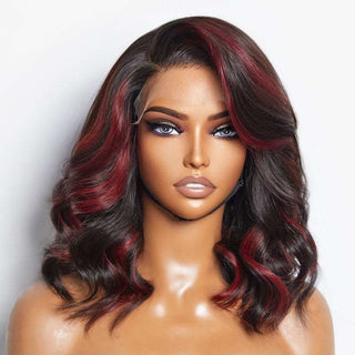 Limited Design | Red Highlight Bouncy Loose Wave Glueless 5x5 Closure  Lace Wig