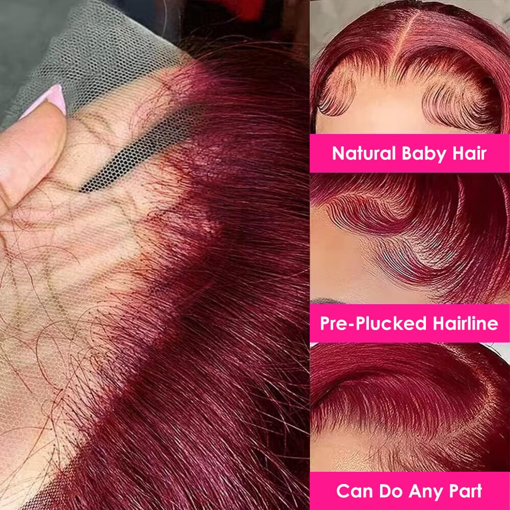 99J Burgundy 13x4 HD Lace Water Wave Curl Human Hair Wig