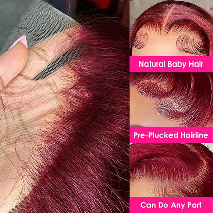 99J Burgundy 13x4 HD Lace Water Wave Curl Human Hair Wig