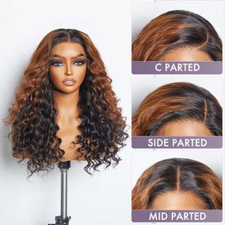 Classic and Chic Peekaboo Ombre Brown Loose Water Wave Glueless 5x5 Closure Lace Wig