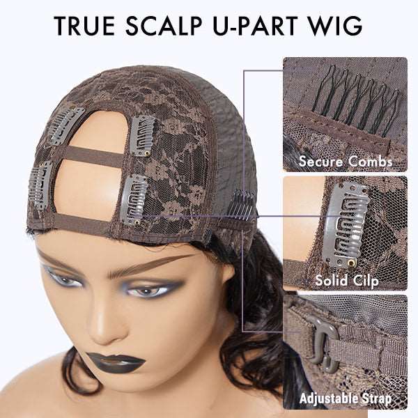 Kinky Straight U Part 100% Human Hair Wig (Get One Clip Free)