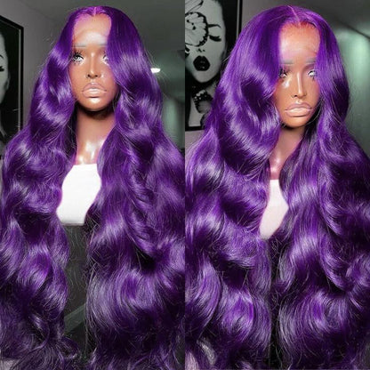 Purple Pre Plucked 13x4 Colored Lace Front Wigs Human Hair