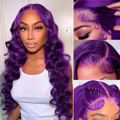 Purple Pre Plucked 13x4 Colored Lace Front Wigs Human Hair