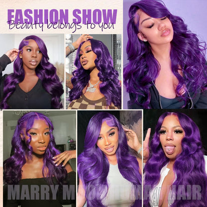 Purple Pre Plucked 13x4 Colored Lace Front Wigs Human Hair