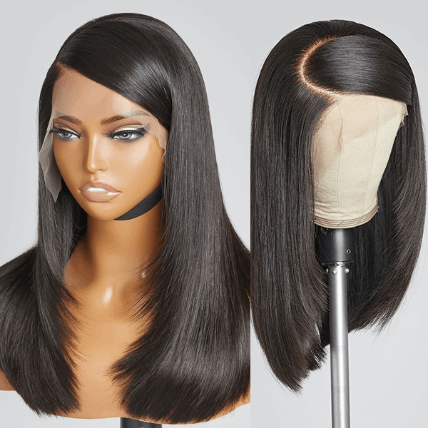 Limited Design |  Right C Parted Free Part AllowedSilky Straight 13x4 Frontal Lace Long Wig 100% Human Hair