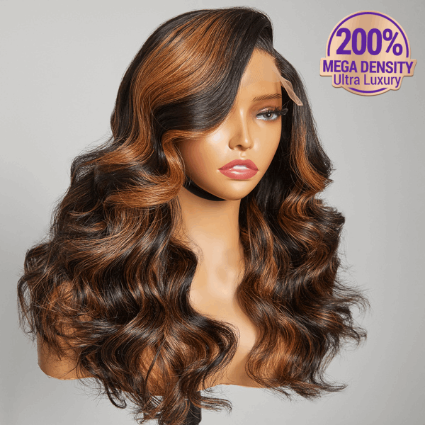 200% Mega Density | Blonde Highlight Loose Wave 5x5 Closure  Lace Glueless Side Part Long Wig 100% Human Hair